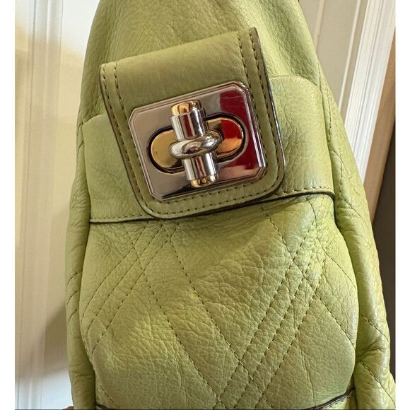 B. MAKOWSKY - Quilted Pebbled Leather Hobo Shoulder Bag in Celery - Like New! - Picture 16 of 16